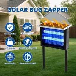 Powerful Solar Bug Zapper Outdoor for 2000 sq.ft, Poartable Rechargeable Mosquito Zapper with High Powered