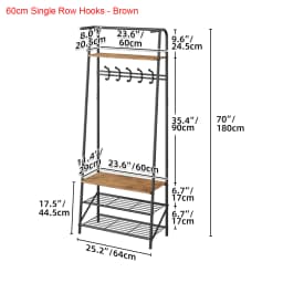 Coat Rack Shoe Bench, 4-in-1 Hall Trees Entryway Bench with Coat Rack and Shoe Rack, Steel Frame Storage Shelf and Hanging Bar