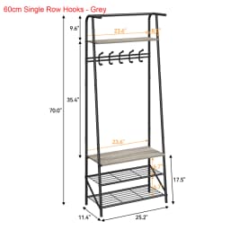 Coat Rack Shoe Bench, 4-in-1 Hall Trees Entryway Bench with Coat Rack and Shoe Rack, Steel Frame Storage Shelf and Hanging Bar