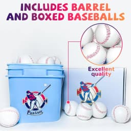 Bucket of Baseballs - 24 Pack Standard Size Adult Training Balls for Pitching, Hitting, Fielding - Unmarked & Leather Covered Pr