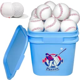 Bucket of Baseballs - 24 Pack Standard Size Adult Training Balls for Pitching, Hitting, Fielding - Unmarked & Leather Covered Pr