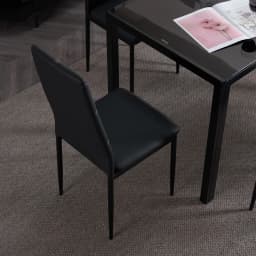 L Super Stable 4-Pieces Black Dining Chairs Texture High Backrest Dining Chairs For Dining Room