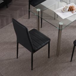 L Super Stable 4-Pieces Black Dining Chairs Texture High Backrest Dining Chairs For Dining Room