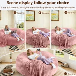 120CM×120CM×60CM, adult beanbag chair with padded beanbag inside, memory foam chair, soft flannel washable cover, ideal reading seat for bedrooms and dorms.