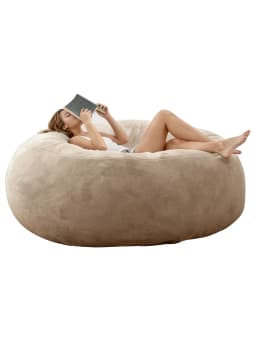 120CM×120CM×60CM, adult beanbag chair with padded beanbag inside, memory foam chair, soft flannel washable cover, ideal reading seat for bedrooms and dorms.