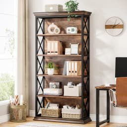 Tribesigns 6-Tier Bookcase, 71 Inches Industrial Bookshelves and Bookcases, Floor Standing 5 Shelf Display Storage Shelves