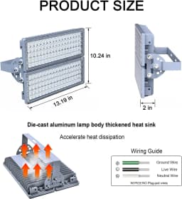 200W LED Flood Lights Outdoor Stadium Lights Outdoor LED Arena Lights 22000LM 6500K IP67 Waterproof Lighting Angle Field Lights