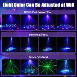 U'King Mini 30W Beam Pattern Moving Head Light RGB DMX Sound Activated Strobe Effect Stage Light for DJ Disco Party Christmas