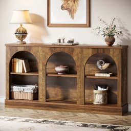 Tribesigns Farmhouse Console Table, 63-Inch Long Entryway Table with 3 Tier Storage, Wooden Rectangular Sofa Table