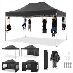 10x15 FT Pop Up Canopy Tent with Removable Sidewalls, Heavy Duty Foldable Ez Up Canopy,Frame Steel Waterproof UPF50+ Outdoor Instant Gazebo for Party Wedding Backyard Patio Event, Portable with Carry Bag & Sand Bags Windproof Commercial Shelter