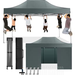 10x15 FT Pop Up Canopy Tent with Removable Sidewalls, Heavy Duty Foldable Ez Up Canopy,Frame Steel Waterproof UPF50+ Outdoor Instant Gazebo for Party Wedding Backyard Patio Event, Portable with Carry Bag & Sand Bags Windproof Commercial Shelter