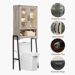 space-saving metal stand bathroom organizer with tempered glass door storage cabinet and adjustable shelves