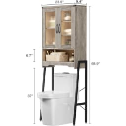 space-saving metal stand bathroom organizer with tempered glass door storage cabinet and adjustable shelves
