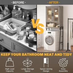 space-saving metal stand bathroom organizer with tempered glass door storage cabinet and adjustable shelves