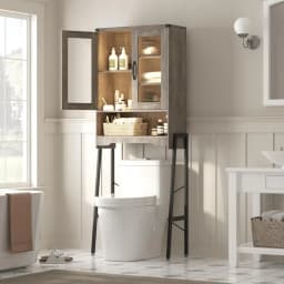 space-saving metal stand bathroom organizer with tempered glass door storage cabinet and adjustable shelves
