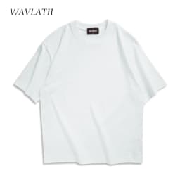 WAVLATII Oversized Summer T Shirts for Women Men Brown Casual Female Korean Streetwear Tees Unisex Basic Solid Young Cool Tops