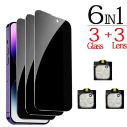 1~4PCS Anti-Spy Glass For iPhone 18 17 16 15 14 13 Pro Max Privacy Screen Protector & Camera Film For iPhone 15 12 11 Pr