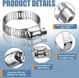 40pcs box-packed 8-29mm stainless steel American style throat clamp box clamp combination clamp ring clamp ring joint