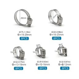 40pcs box-packed 8-29mm stainless steel American style throat clamp box clamp combination clamp ring clamp ring joint
