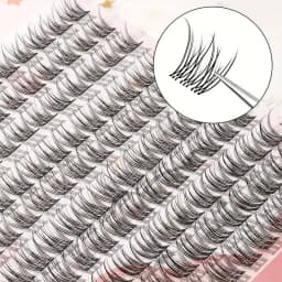 Easy-To-Apply False Eyelash Set, Thick Cartoon-Style Natural Look, Suitable for Beginners, Thick and Fluffy, Cross-Style Realistic Bundles, Suitable for Beginners, Curved Design, Reusable