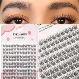 Easy-To-Apply False Eyelash Set, Thick Cartoon-Style Natural Look, Suitable for Beginners, Thick and Fluffy, Cross-Style Realistic Bundles, Suitable for Beginners, Curved Design, Reusable