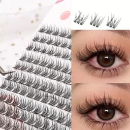 Easy-To-Apply False Eyelash Set, Thick Cartoon-Style Natural Look, Suitable for Beginners, Thick and Fluffy, Cross-Style Realistic Bundles, Suitable for Beginners, Curved Design, Reusable