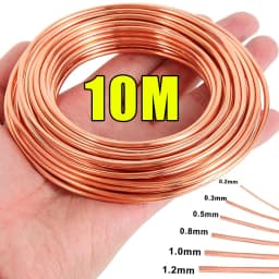 10M T2 Pure Copper Wire Round Coil Conductive Bare Copper Cable Wires for Electric Wire DIY Craft 0.3/0.5/0.8/1/1.2mm