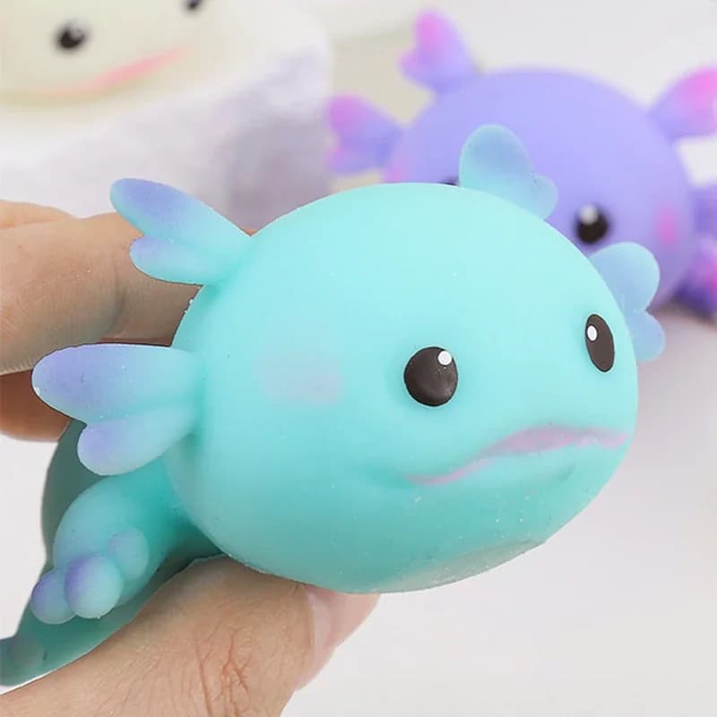 1/4pcs Axolotl Squeeze Ball Cute Fish Relax Cartoon Antistress Squishy Stress Relief Slow Rising For Adult Kids Stretch Toys