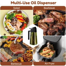 470ML/16oz Light-Blocking Dark Oil Sprayer for Cooking 2 in 1 Olive Oil Dispenser Bottle for Kitchen Dark Green Glass Oil Bottle