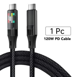 OOZCC 120W Type C Fast Charging Cable 6A USBA to Type C Nylon Data Cord for Xiaomi Samsung With Led Display USB C Cable