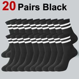 5/10/20 Pairs Neutral Solid Color Round Neck Socks Spring Summer Sweat Absorbing Breathable Comfortable All-season Sports Socks