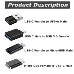 8pcs USB to USB C Adapter, USB Type C Female to USB Adapter, Micro USB to USB C Female Male Converter Connector, for Laptop Car