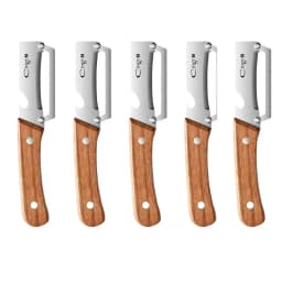 Stainless steel peeler with wooden handle for peeling and slicing fruits and vegetables | Durable and smooth operation