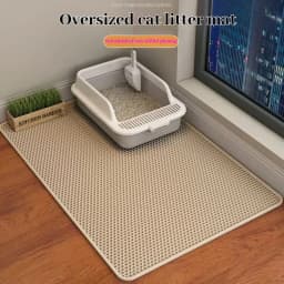 Cat Litter Mat 2-Layer Design Premium Sand Trapping Technology Waterproof Base Non-Slip Pet Floor Protector for Indoor Kittens