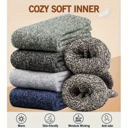 3/5 Pairs Men's Warm Socks, Thick Towel Mid-Calf Socks, Anti-Cold Snow Boots Socks Elastic Solid Color