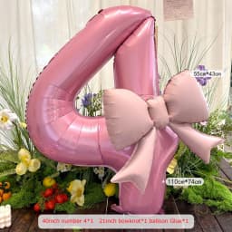 2pcs 40inch Pink Bowknot Number Foil Balloons Wedding Birthday Party Decoration Anniversary Decor Photo Props Party Supplies