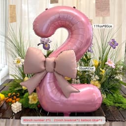 2pcs 40inch Pink Bowknot Number Foil Balloons Wedding Birthday Party Decoration Anniversary Decor Photo Props Party Supplies