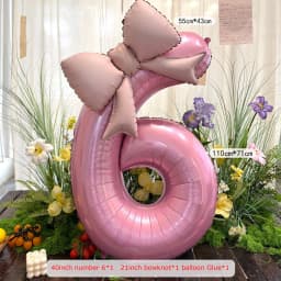 2pcs 40inch Pink Bowknot Number Foil Balloons Wedding Birthday Party Decoration Anniversary Decor Photo Props Party Supplies