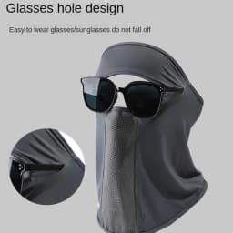 Facial Gini Summer Sports Ear Cord Scarves Mask Neck Protection Anti-UV Ice Silk Sunscreen Mask Face Veil with Eyeglass Hole