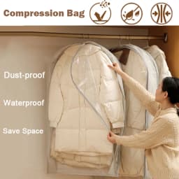 Wardrobe Organizer Bags Down Jacket Air Compression Hanging Bag with Zipper Clothes Dust Cover Bag Save Space Cloth Storage Bag