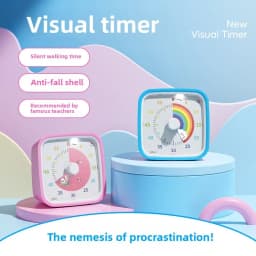 Visual Timer With Night Light School Minuteur 60-Minute Countdown Timer for Kids and Adults Pomodoro Stopwatch Clock