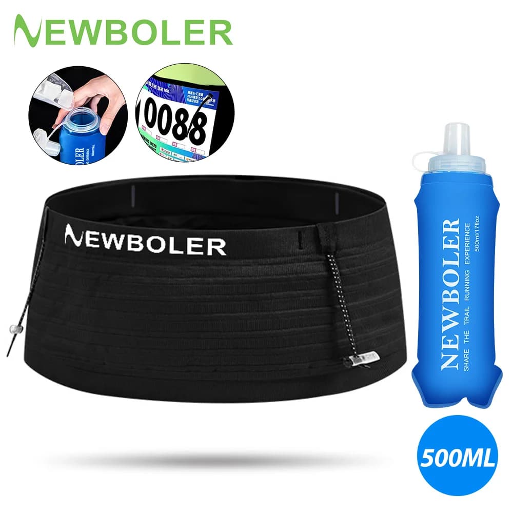 NEWBOLER Elastic Sports Waist Bag Pack Running Race Number Belt Triathlon Marathon Race Cycling Mountaineering Phone Waist Bag