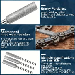 12PCS Diamond Chainsaw Sharpener Set, Titanium Coated Corundum Sharpener Head, Rotary Tool Burr Stone File for Chainsaw, Jade, G