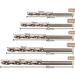 10pcs/set HSS M35 Cobalt Drill Bits 1-3mm for Metal/Stainless Steel - High-Speed Steel Cobalt Coated Drill Bits with Enhanced