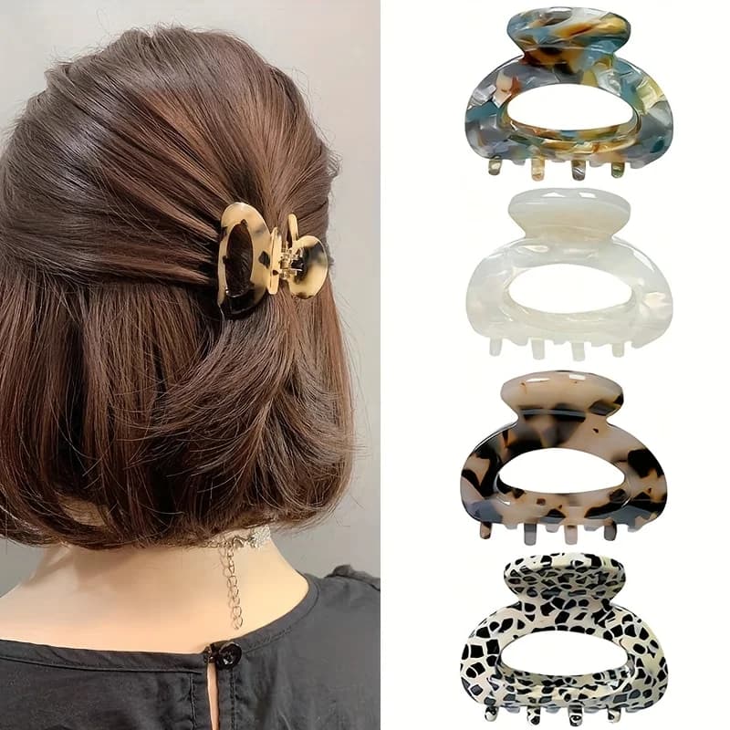 Elegant Sweet Small Oval Hair Claw Clip for Women Secure Grip Hair Accessories Ponytails Cute Hair Clips Sophisticated Style
