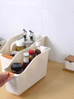 Curved Plastic Storage Bins Set - Multipurpose Home Organization Boxes for Cleaning Supplies & Household Essentials