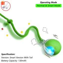 iLMH 1/2 PCS Cat Interactive Ball Toy Automatic Rolling Ball Faux Tail Rechargeable Smart Pet Electric Toy Pet Toy Imitate Mouse