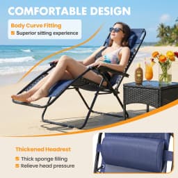 MCQ Outdoor Zero Gravity Chairs Set of 2 Folding Recliner Beach Camping Patio Lounge Chair with Cup Holder and Adjustable Pillow