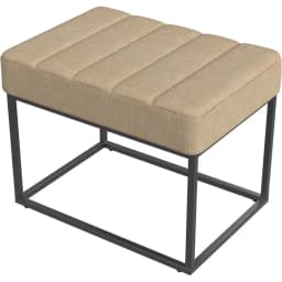 Theodore Channel Tufted Small Ottoman -Light Tan Textured Solid