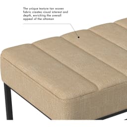 Theodore Channel Tufted Small Ottoman -Light Tan Textured Solid